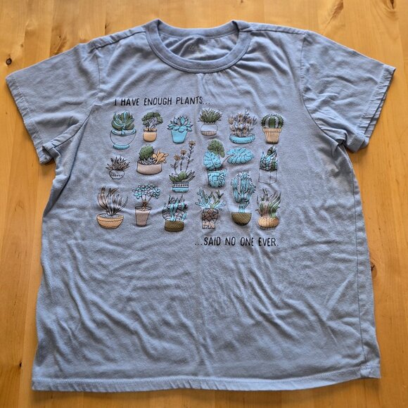 Zoe And Liv Ladies T Shirt Short Sleeve I have Enough Plants Medium M Light Blue - Picture 1 of 6